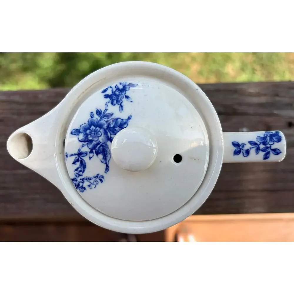 Vintage Circle M Japan Ceramic Electric Teapot Kettle Blue Floral NO CORD